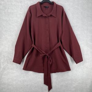 Lane Bryant Shirt Jacket Womens 22 Shacket Cinnamon Red Belted Stretchy‎